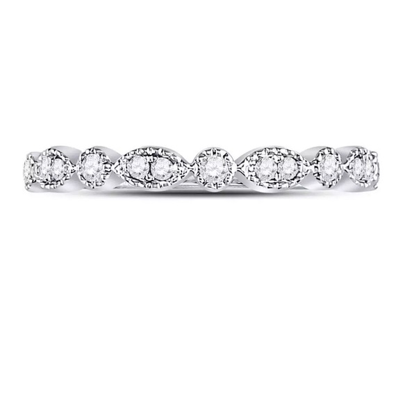 10kt Round Diamond Milgrain Stackable Band 1/6 CTW - Picture 2 of 4